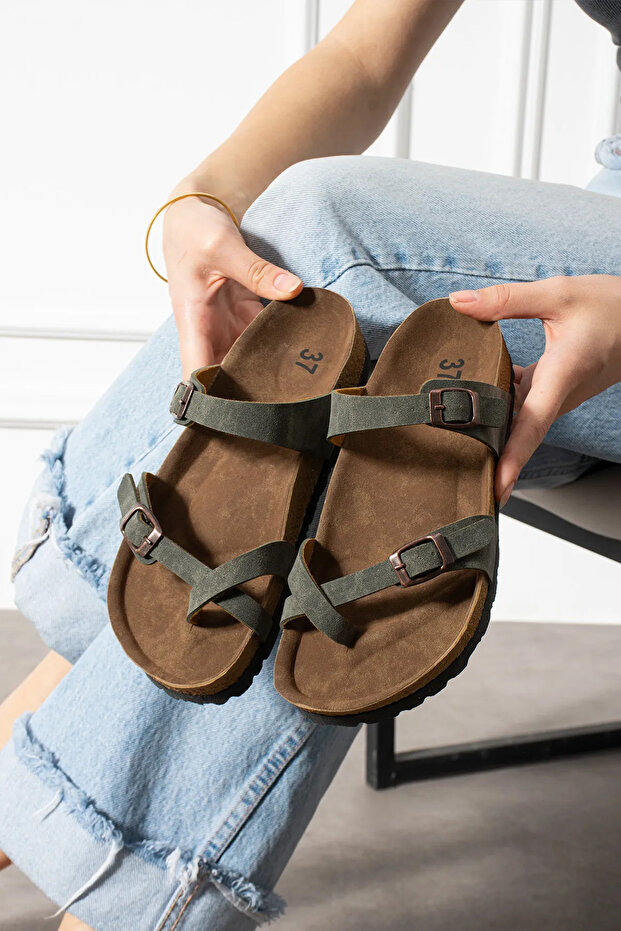 Casual Slippers - Orthopedic Sole Slippers Double Banded Buckle Daily Comfortable Home & Outdoor Slippers