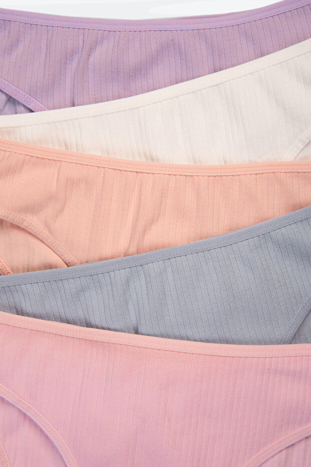 Pamut női bordás csúszóbugyi szett 5 db normál derékú csomag - 2