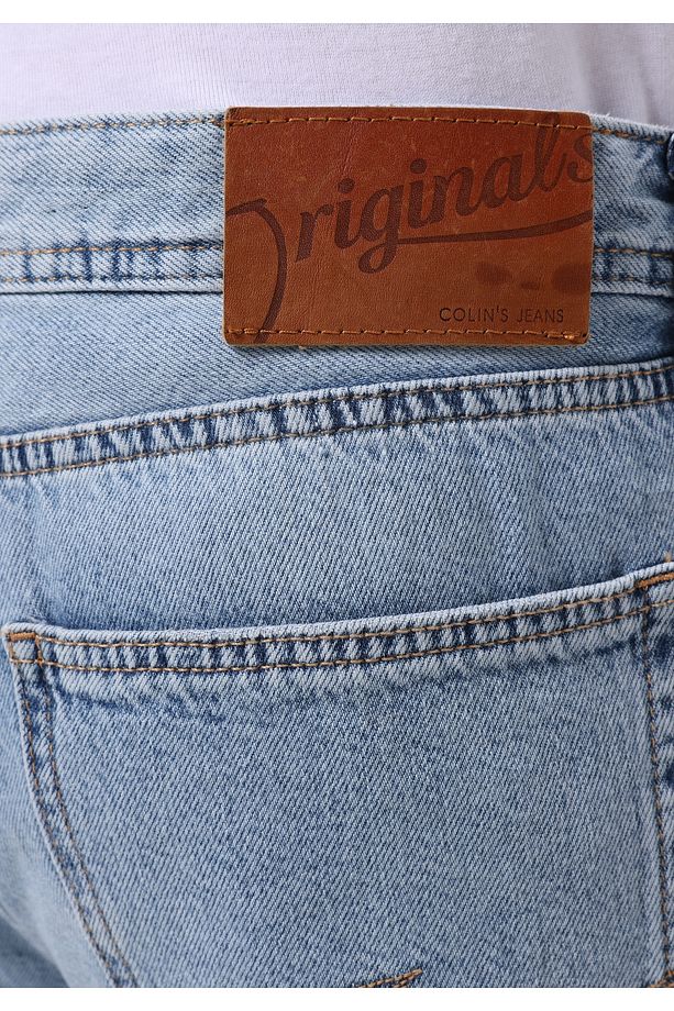 Regular Fit Orta Bel Düz Erkek İndigo Jean Şort - 6