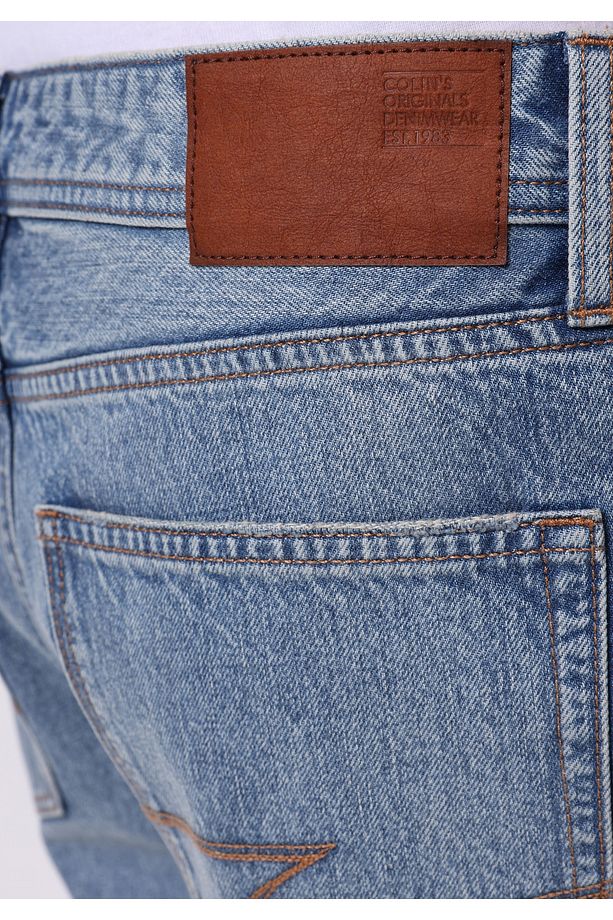 Regular Fit Orta Bel Düz Erkek Denim Jean Şort - 5