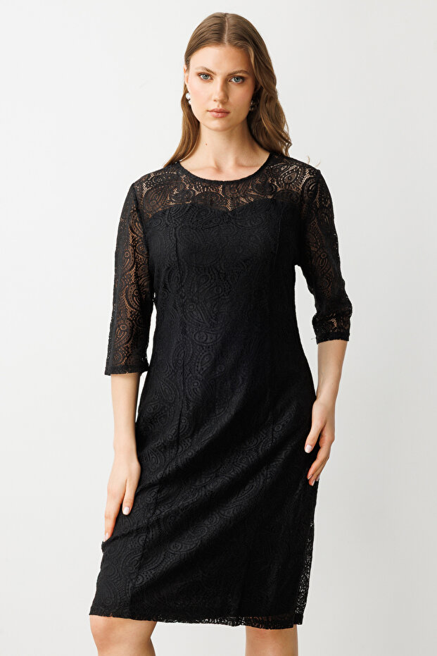 Dantelli Astarlı Elbise - 2