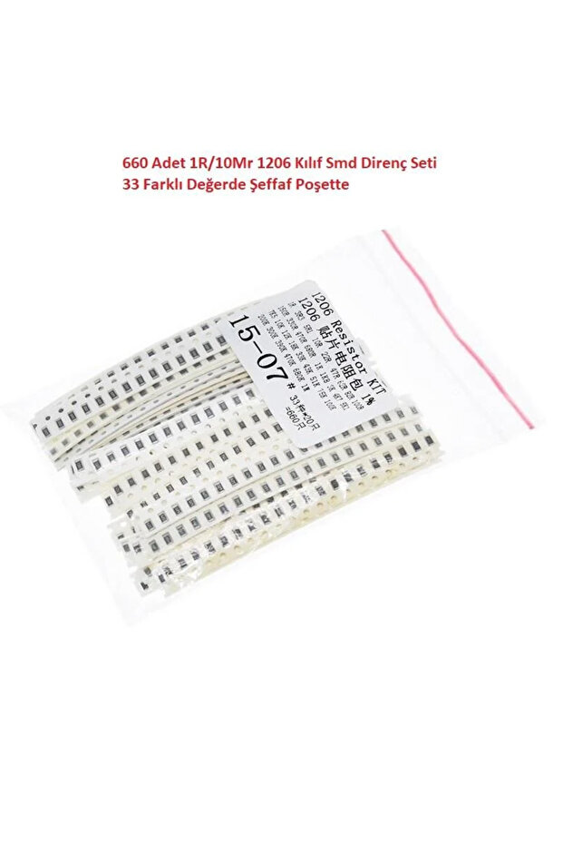 660 Adet 1R/1Mr 1206 Kılıf Smd Direnç Seti %1 33 Farklı Değerde Şeffaf Poşette - 1