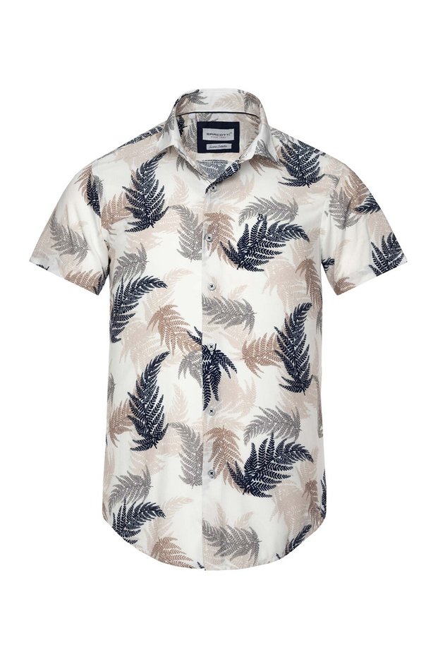 Plus Size Patterned Viscose Shirt Short Sleeve (Wide Relaxed Fit)