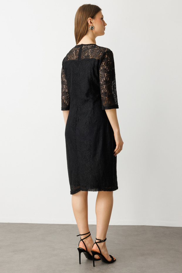 Güpürlü Astarlı Elbise - 5