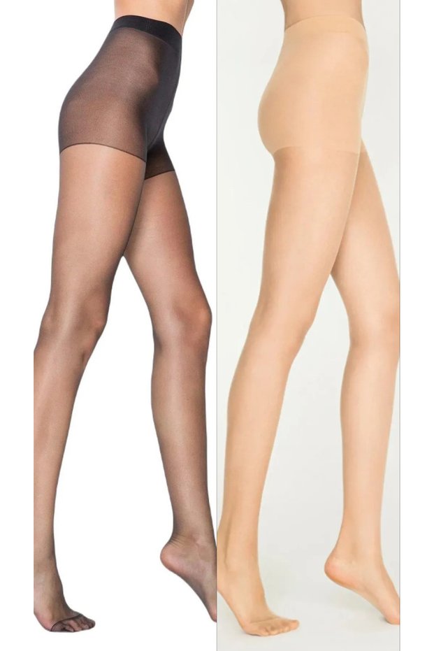 Fit 15 Denim 2-Piece Black and Skin Pantyhose - Black and Skin Pantyhose