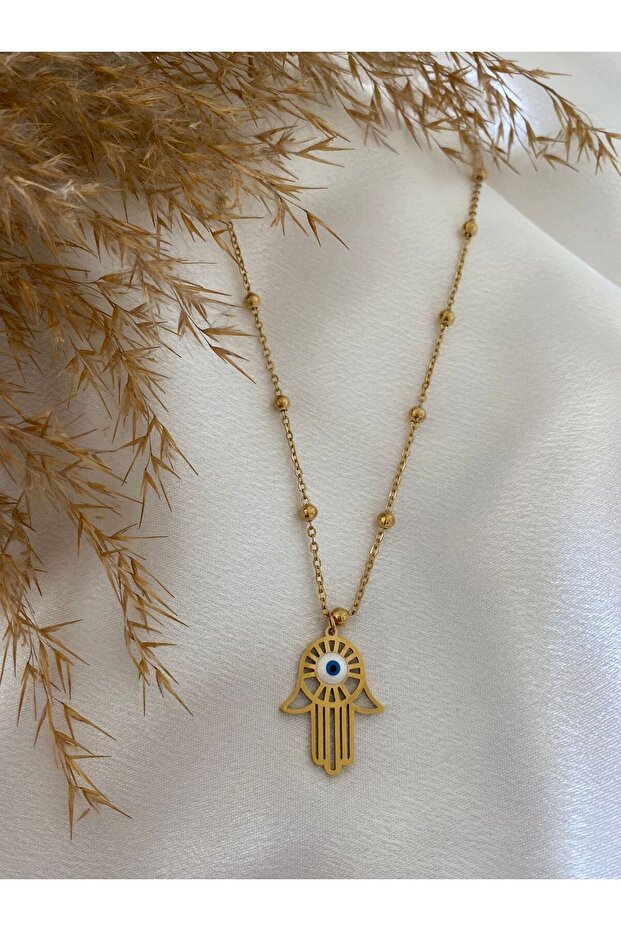 Fatma Mother Hand Steel Necklace