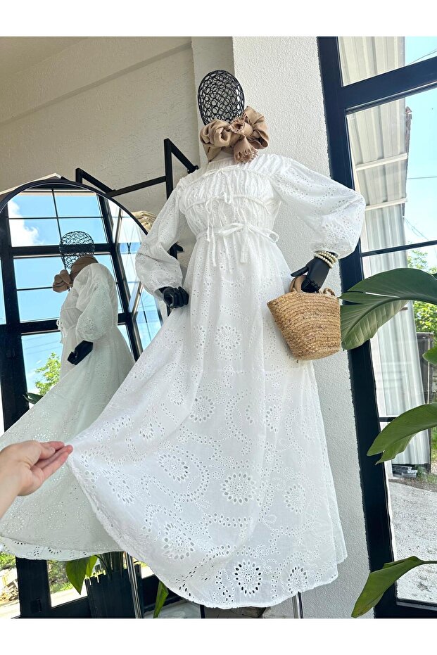 Hooops Elbise Beyaz - 4