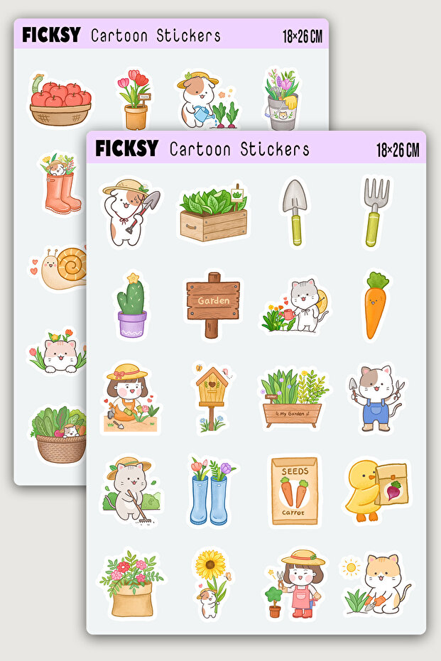 Kawaii Cute Gardener Sticker Set - 40 Sticker Stickers