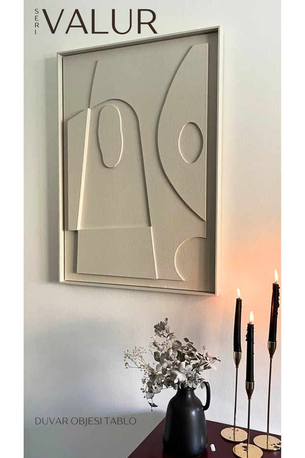 İskandinav Modern Soyut 3d Duvar Objesi Dokulu El Yapımı Minimalist Bohem Tablo - 6