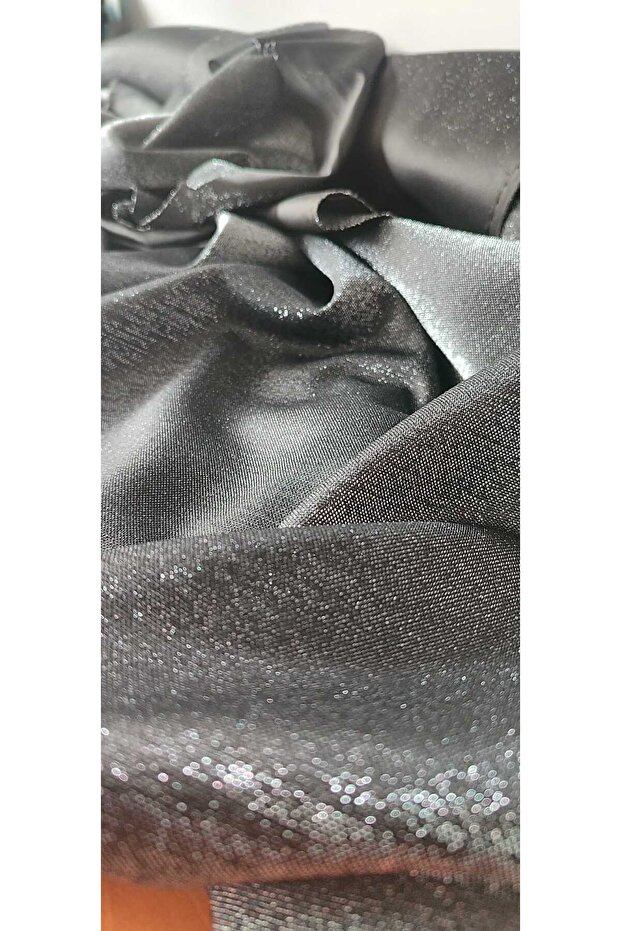 Simli Örme Pırıltılı Kumaş Siyah - 1