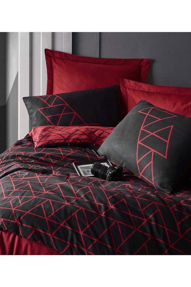 Shadow Bordo -cottonbox Dark Ranforce Tek Kişilik Nevresim Takımı - 1