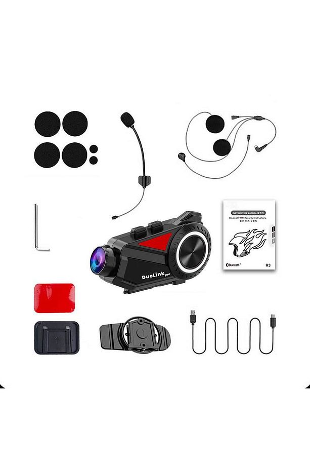 X74 Pro Interkom Motosiklet 360° Modül Kameralı 6 Kişi Grup Bluetooth Intercom Video Kayıt Kulaklık - 4