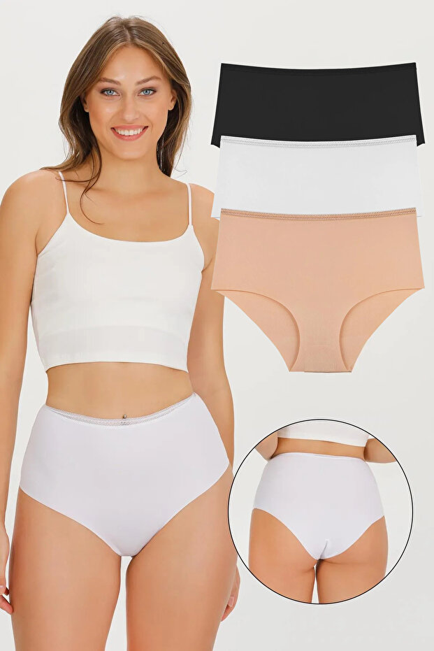 Women's High Waist Laser Cut Panties 3 Pieces Kts2500