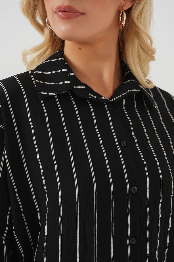 3900 Oversize Uzun Basic Gömlek - C. Siyah - 6