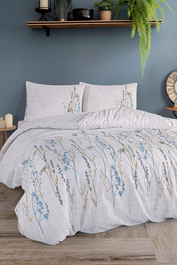 Jasmine white cotton ranforce double duvet cover set