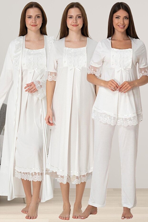 Maternity Maternity Pajamas and Nightgown Set 4-Piece Maternity Set