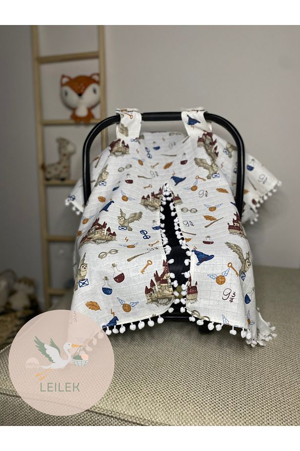 Desenli %100 Pamuk Muslin Puset Örtüsü,Bebek Puset Örtüsü - 1