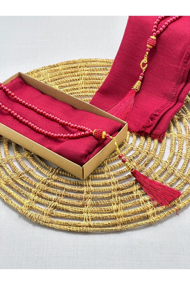Flamboyant Headscarf and Pearl Prayer Beads Set – Mevlüt, Bohcak and Dowry Gift Box