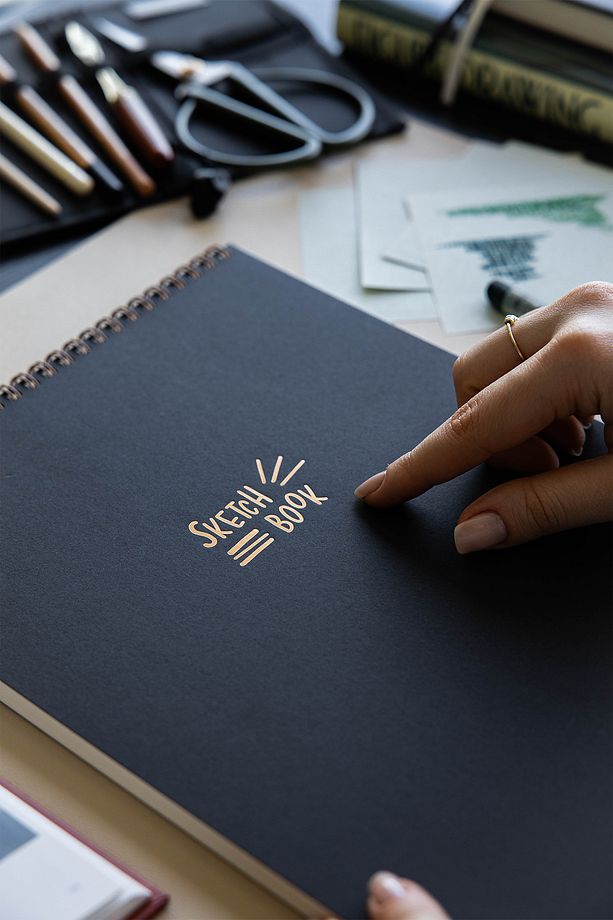 A4 Siyah Kraft Kapak 60 Yaprak 140 Gr. Perforajlı Eskiz Defteri - Sketch Book - 7