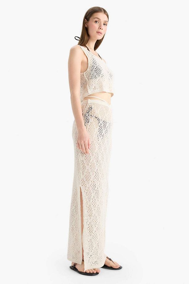 Regular Fit Ajurlu Triko Maxi Plaj Eteği-Fall in Love B6888AX25SP - 4