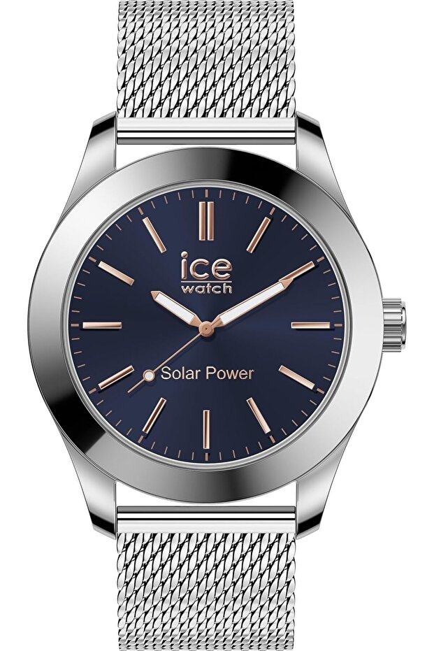 Ice-Watch - ICE Steel Solar - Men's Watch with Metal Strap (Medium), Silver Plated and Blue