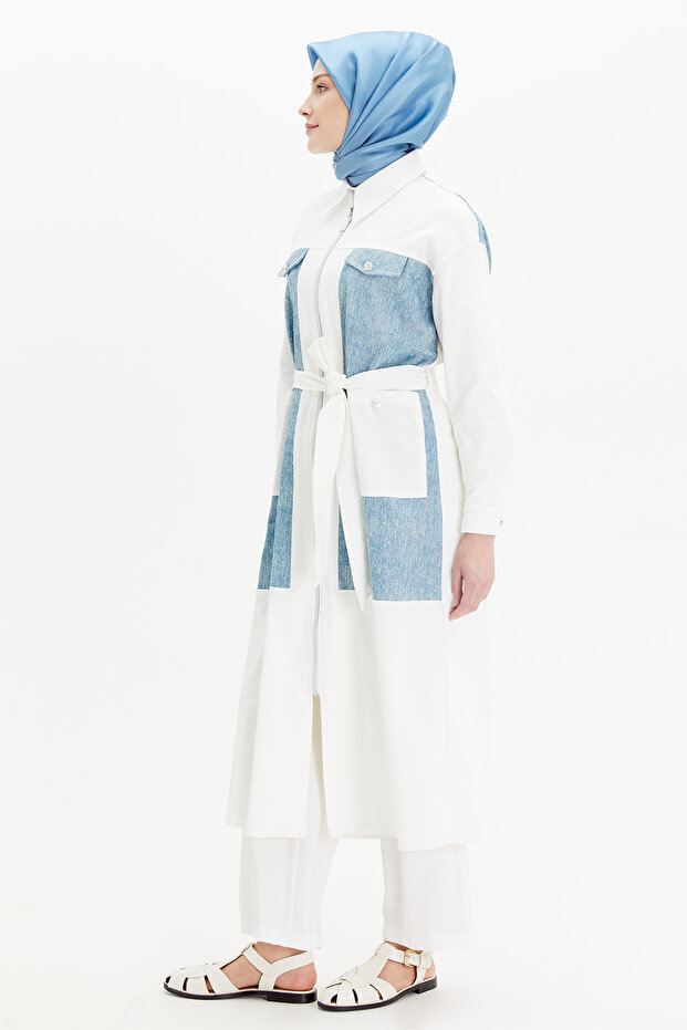 Çift Renkli Denim Kap - 1