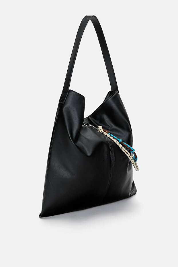 İpli shopper çanta - 5
