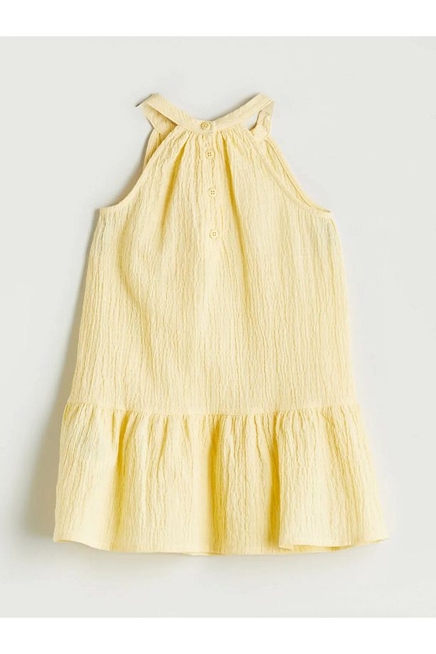 LCW Kids Sari Halter Yaka Kız Çocuk Krinkle Elbise - 3