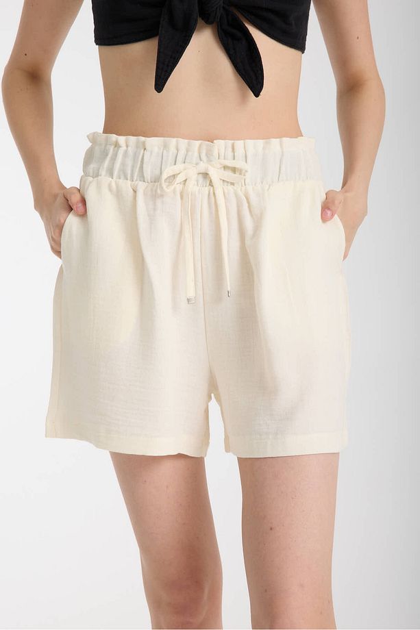 Kadın Beli Lastikli Muslin Şort - 1