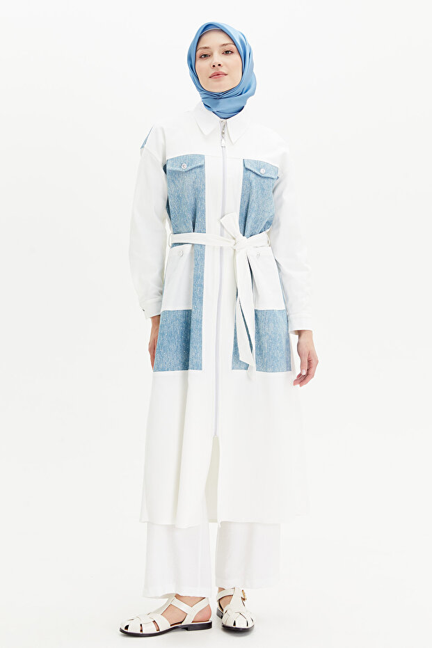 Çift Renkli Denim Kap - 2