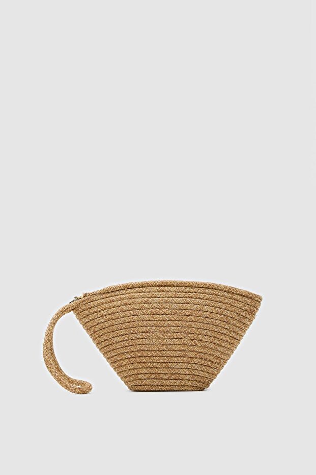 Rome Handmade Straw Clutch Bag Mink