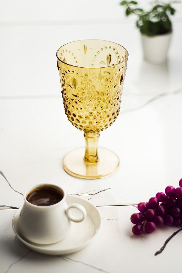 Akrilik Amber Tekli Kadeh & Su Meşrubat Kahve Yanı Bardağı 450 ml ( Cam Değildir ) - 2