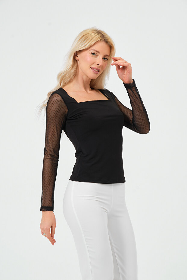 Kolları Tül Bluz - 3