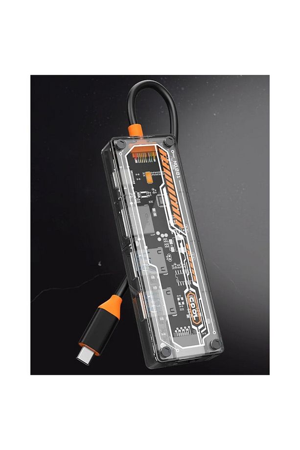 Type-c To USB3.0 + USB2.0 + Type-c PD 100W + HDMI + VGA + 3.5mm Çogaltic Transparani Hub 6in1 - 2