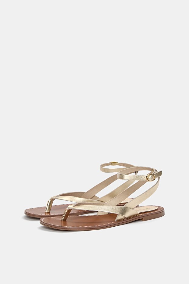 Dore düz deri sandalet - 4