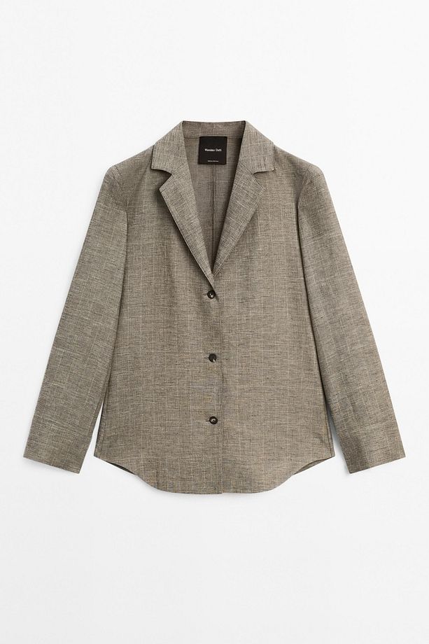Hafif kareli pamuklu blazer - 3