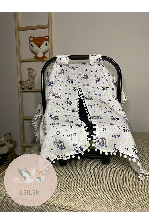 Desenli %100 Pamuk Muslin Puset Örtüsü,Bebek Puset Örtüsü - 1
