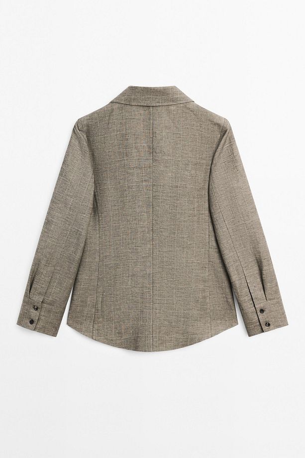 Hafif kareli pamuklu blazer - 6