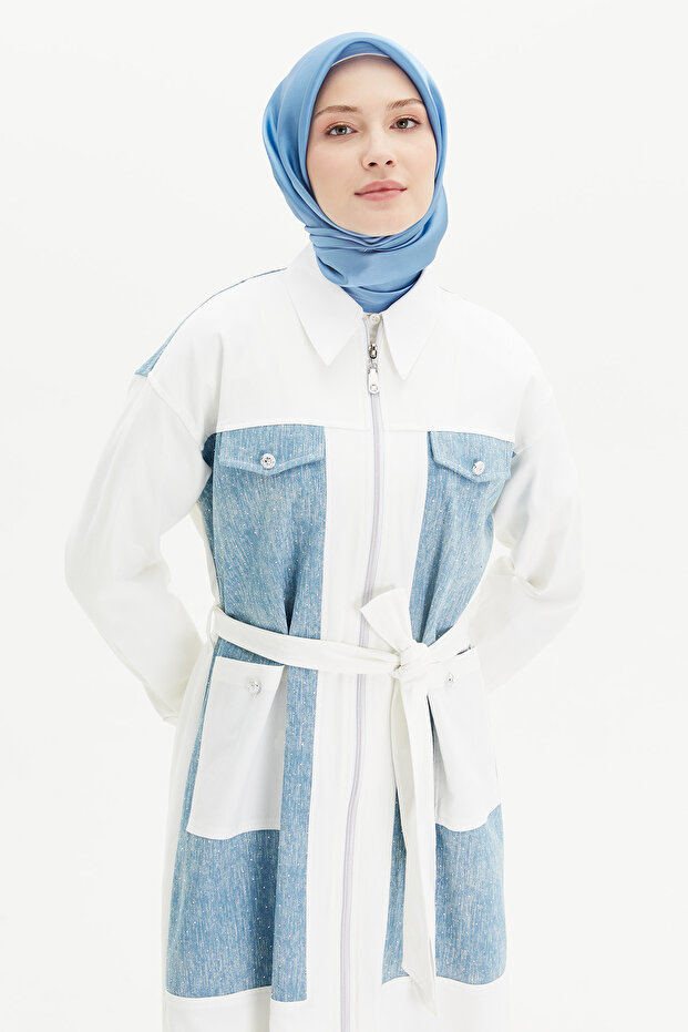 Çift Renkli Denim Kap - 3