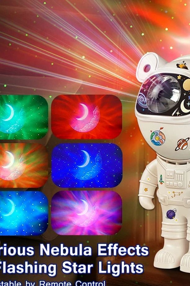 Astronot Projektör Gece Masa Lambası Galaxy Gökyüzü Star Projeksiyon Kumandalı Samanyolu Aydınlatma - 7