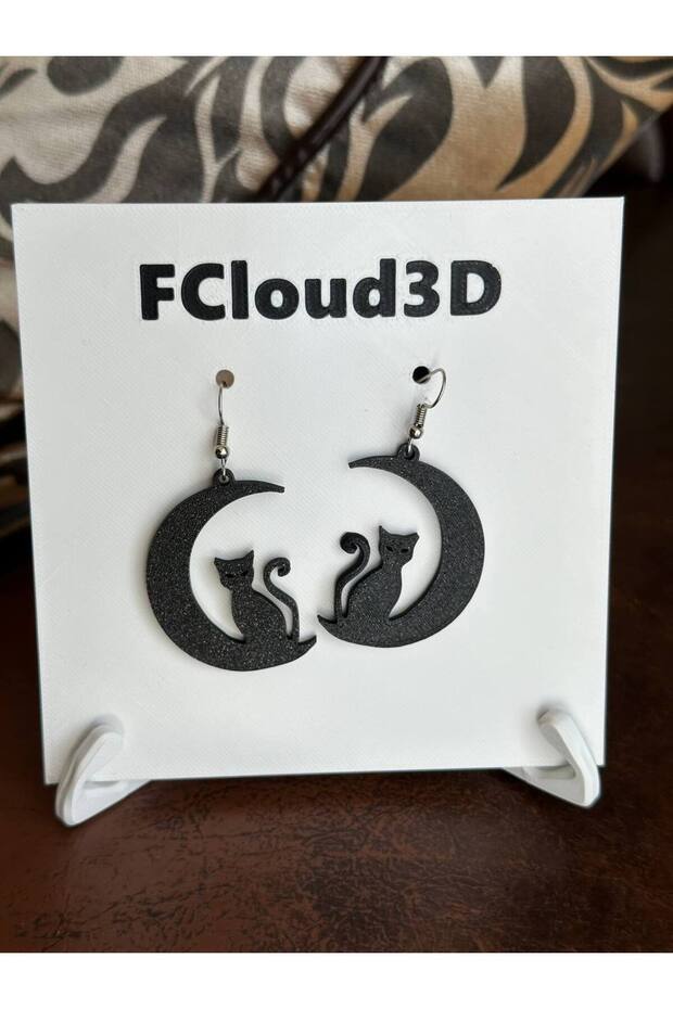 Shadow Cat 3D Earrings - 3
