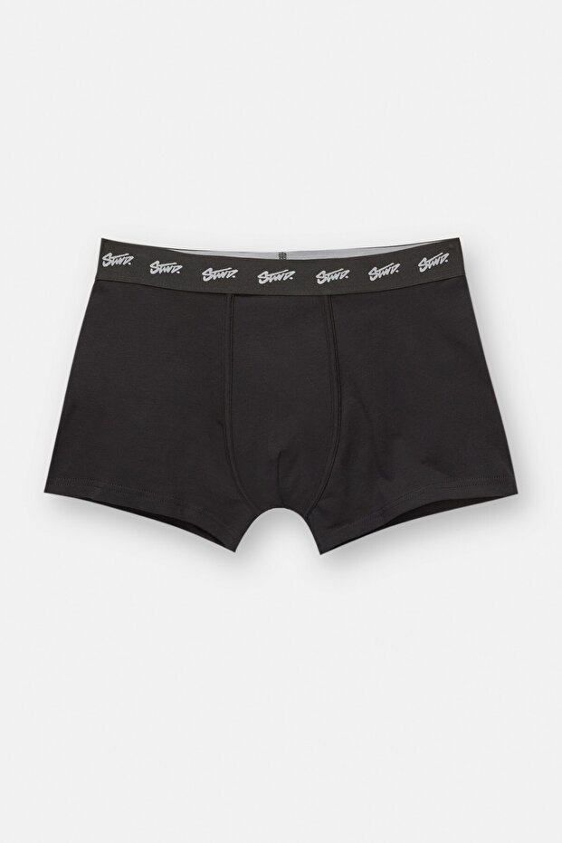 3'lü siyah STWD logolu boxer paketi - 5