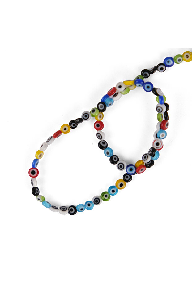 Mixed Color 4 mm Flat Evil Eye Bead Sequence Handmade Evil Eye Bead