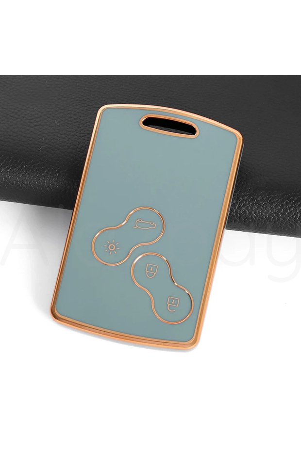 Renault Clio Megane Captur Koleos Fluence Compatible Laguna Key Case (Blue Gold - 1 Piece)