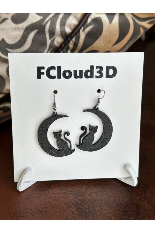 Shadow Cat 3D Earrings - 2