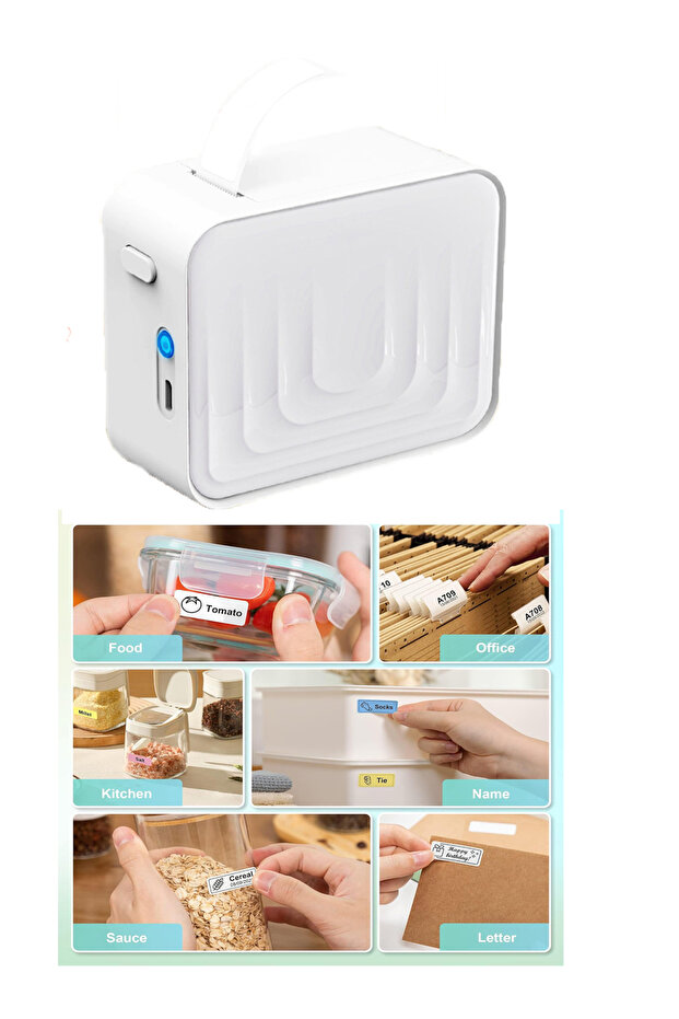 صانع ملصقات صغير، آلة صنع ملصقات بلوتوث مع شريط، ملصقات مقاومة للماء مع ملصقات متعددة - 1