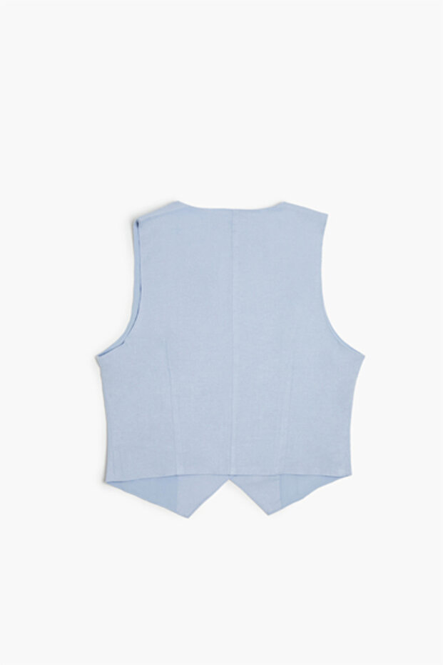 Düğmeli Crop Yelek - 2