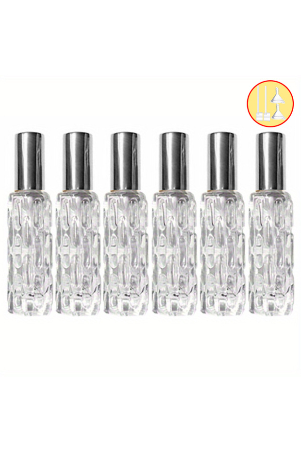 Glass 10ml 6pcs Silver 1/3/6pcs+4 accessories 10ml travel mini perfume atomizer container with 3 spr