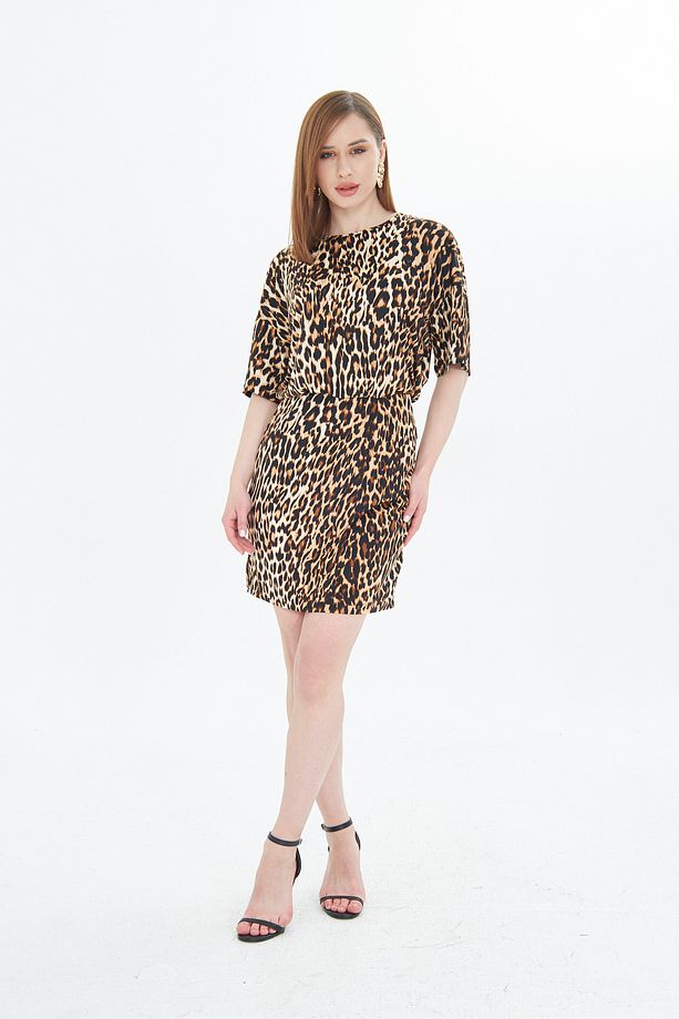 Soil Kısa Kollu Elbise Leopar Desenli - 3