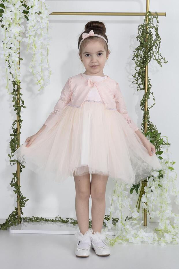 Minimony 1-5 Years Daisy Tulle with Bolero Baby Girl Children's Dress Suit Salmon 2015 Holiday Graduation